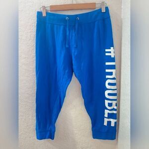 Prestige Edge Blue Jogger Capri "#Trouble" Juniors Medium